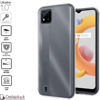 Silikoninis dėklas 1.0 mm storio - permatomas (telefonams Realme C11 (2021)